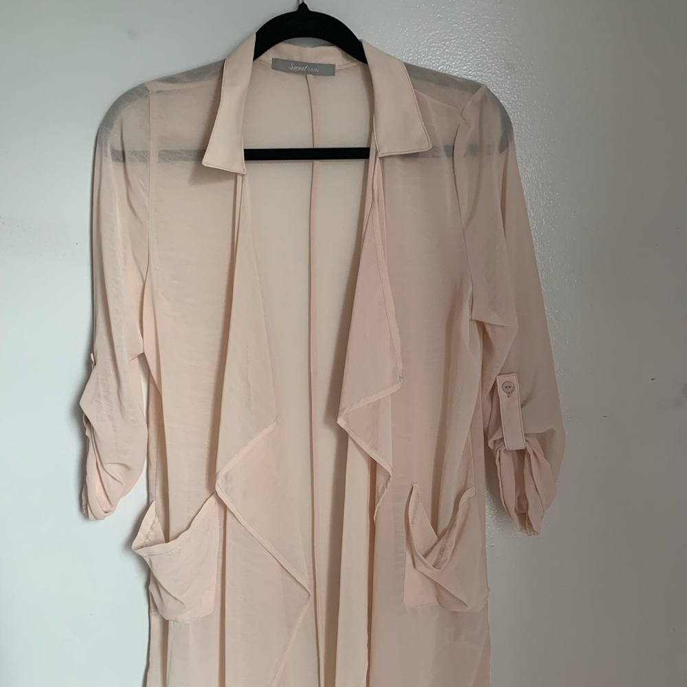 Crepe Draped-Front Duster Coat